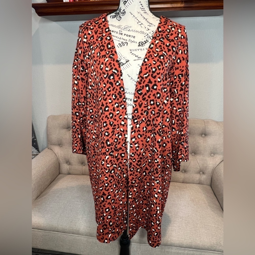 D16.15 NWT EVRI Leopard Print Kimono Swim Cover-Up Plus 1x